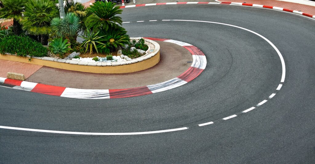 Old Station hairpin bend race asphalt, Monaco Grand Prix circuit
