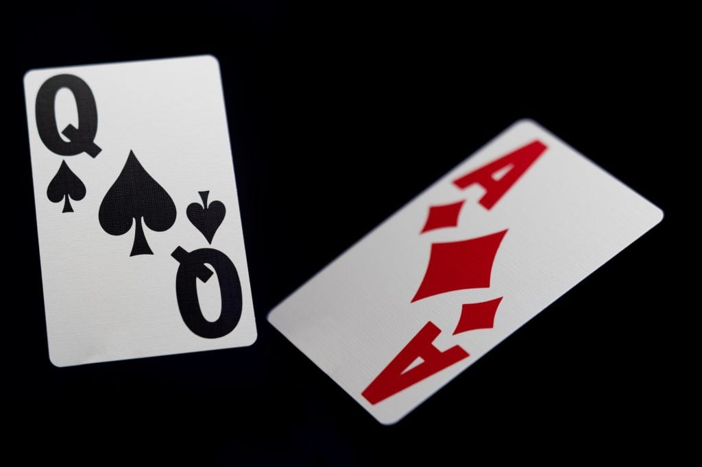 Casino BlackJack cards over on background