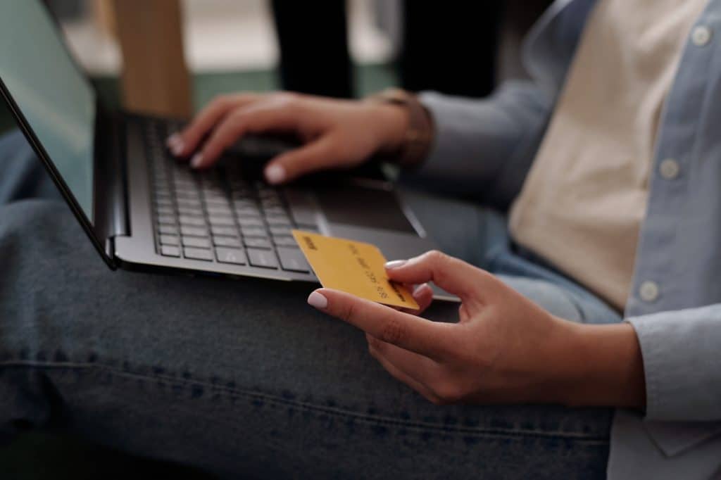 Woman making online tax payment
